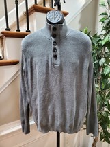 Express Men Solid Gray 100% Cotton Long Sleeve Half Buttons Jumper Size X-Large - £22.30 GBP