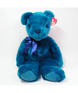 Ty Beanie Buddy 14&quot; TEDDY Teal Blue Plush Old Face Bear NWT 2000 - £9.48 GBP