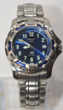Relic Wet ZR11412 Stainless Steel Blue Dial Date Quartz Analog Watch New Battery - £23.75 GBP