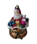 Huras Family Glass Blown Ornament - Santa in a bag Vintage Look! - $39.60