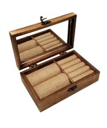 Wooden Jewelry box with  Burlap interior, Wood Jewelry Organizer Case w/... - $32.36 CAD