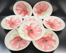 8 Royal Stafford Red Poppy Pasta Bowls Set Floral Large Serving Dish Eng... - $108.57