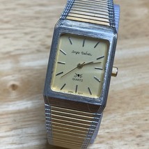 Vintage Sergio Valente Men 30m Dual Tone Rectangle Analog Quartz Watch~New Batte - £18.06 GBP