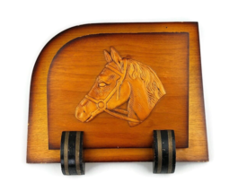 Vintage 1940s wooden horse letter holder wall equestrian gift country fa... - $32.38