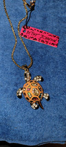 New Betsey Johnson Necklace Turtle Yellow Black Rhinestones Collectible Decorate - £11.76 GBP