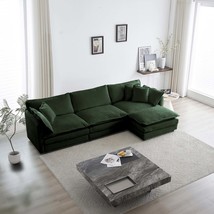 Green Chenille Modular Sectional Sofa w/ Ottoman - $838.99