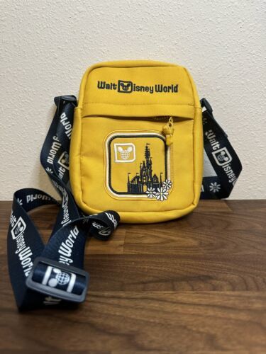 Disney Parks WDW Embroidered Castle daisies Yellow Retro Crossbody Bag - $26.99