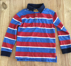 FAT FACE Boys 6/7 Striped Long Sleeve Charles Rugby Polo Shirt Red Blue NEW - £18.91 GBP