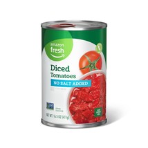 Amazon Fresh Diced Tomatoes No Salt Added 14.5 Oz Previously Happy Belly Pack... - $2.70