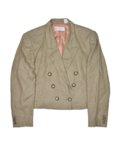 Liz Claiborne Jacket Womens 12 Brown Linen Cropped Blazer Double Breasted - £21.00 GBP