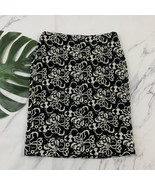 Talbots Lace Pencil Skirt Size 4 Black White Crochet Floral Knee Length - $22.76