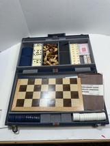 Vintage FAO Schwartz Classics Backgammon Chess Cribbage Dominoes Checkers w/Case - £47.21 GBP