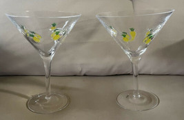 2 Martini Glasses with Pineapples Fused / Imbedded Into Glass NEW 7” Flat Rims - £30.36 GBP