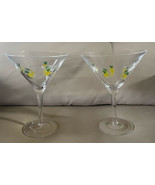 2 Martini Glasses with Pineapples Fused / Imbedded Into Glass NEW 7” Fla... - £30.25 GBP