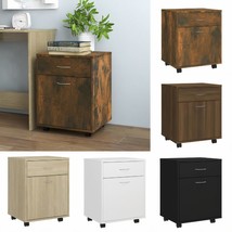 Modern Wooden Rolling Office Filing File Storage Cabinet With Door Drawer Wheels - £51.42 GBP+