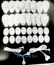 2 Electrode Lead CABLE(3.5mm)+16 LG,16 Sm Oval Pads For Pinook Digital Massager - $38.54