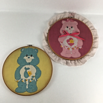 Care Bears Handmade Craft Wall Hanging Baby Hugs Tugs Pair Vintage 1980&#39;s - £27.35 GBP