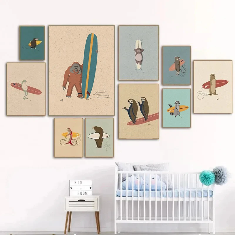 Digital 6 Poster Art Kids Room Modern illustration Colorful Design Wall ... - £11.23 GBP
