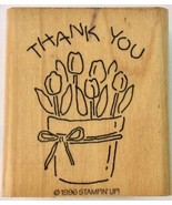 STAMPIN UP!  RUBBER STAMP Thank You Tulips 1996 Retired Never Used - £2.80 GBP