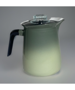 Vintage Cowboy Camp Enamelware Coffee Pot Percolator Avocado Green Fade ... - €29,00 EUR