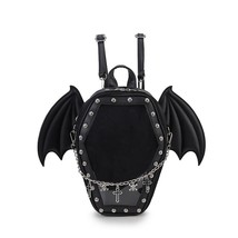 Bat Wings Coffin Ita Backpack Pin Display Shoulder Bag Gothic Pin Collector Wome - £85.78 GBP