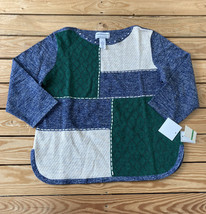 Alfred dunner NWT $68 women’s  Patterned block sweater Size PL green blue Q3 - £14.24 GBP