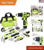 Compact 175-Piece Drill and Home Tool Kit with 12V Lithium-Ion Power and... - $110.99