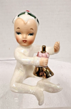 Vintage Porcelain HF Co Japan Winter Holiday Pixie Elf Candle Climber Ch... - $54.45