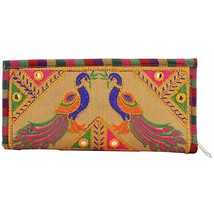 Women Girls clutch handbag with Indian traditional Rajasthan Peacock artwork  - £21.20 GBP