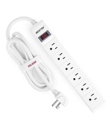 SURGE PROTECTOR White Power Strip w/ Right angLe Plug &amp; 6 Outlets BESTEK... - $38.39 CAD