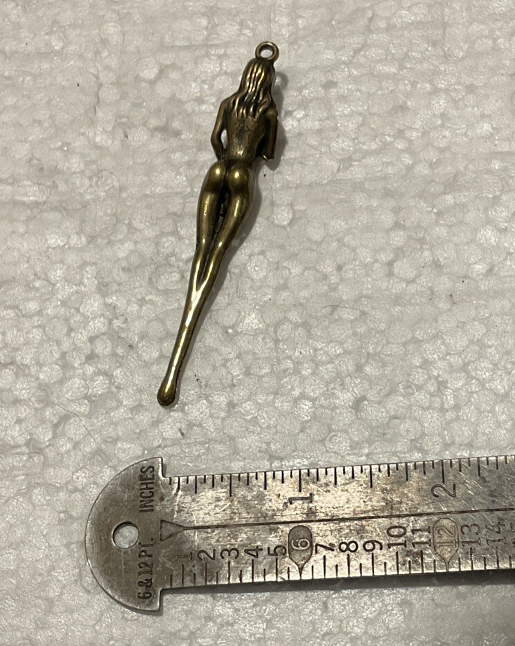 Nude Figural Woman Design Mini spoon Pendant 3” Bronze Heavy Detailed Piece Item image 2