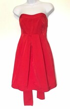 Theory Dress Size 4 Red Taffeta Strapless Empire Waist Tie Cocktail Party Women - £34.78 GBP