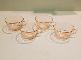 Vintage Set of 4 Pink Depression Glass Queen Mary Punch Glasses - £14.79 GBP