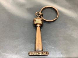 Vintage Copper Keyring Calgary Tower Keychain Alberta Ancien Porte-Clés Canada - £6.97 GBP