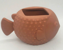 BATH &amp; BODY WORKS FOAMING HAND SOAP HOLDER Puffer Fish Blowfish Terracot... - £21.99 GBP