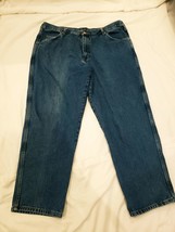 Basic Editions Wide Leg Straight Fit Mens Blue Wash Denim J EAN S Pants 42X28 - £15.92 GBP