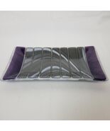 Studio Fused Art Glass Rectangle Dish Tray Plate Gray Blue 9.5&quot; x 5&quot; No ... - €18,52 EUR