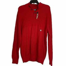 Chaps Sweater 1/4 Button Size Small Red 100% Cotton Mens Knit Pullover LS - $19.79