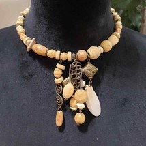 Bijoux Terner Womens Fashion Wood Bead Dangle Pendants Necklace w/ Lobster Clasp - £21.08 GBP