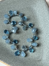 Estate Tiny Bead w Transparent &amp; Frosted Light Blue Plastic Briolette Fr... - £8.88 GBP