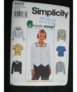 Simplicity 8468 Misses Semi Fitted Blouse Sizes 8-12 Sewing Pattern - $187.33 MXN