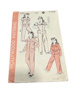 Hollywood Sewing Patterns 1007 Girls Two-Piece Pajamas Button Down Size 10 - $39.30 CAD