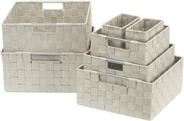 Beige Sorbus Storage Box Woven Basket Bin Container Tote Cube, In Carry Handles. - £35.10 GBP