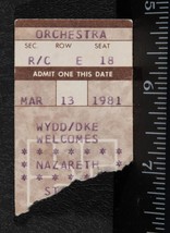 Vintage Nazareth Ticket Stub March 13 1981 Stanley Theater Pittsburgh tob - £43.85 GBP