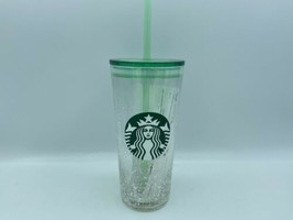 Starbucks Holiday 2020 Snowy Snowflakes Green Glass Tumbler 18oz Snow Flakes NEW - £35.65 GBP