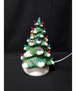 Vintage Green Ceramic Christmas Tree Snow On Branches Light Up Grandma D... - $37.39