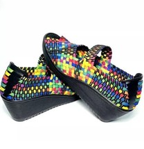 Bare Traps Womens Sandals Umma Wedge Shoes Rainbow Multicolor Woven Fabric 10 M - £59.30 GBP