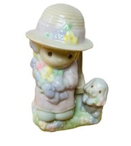 Precious Moments Figurine Girl and Puppy Salt and Pepper Shakers - $9.60