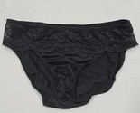 Olga Pantie Black Famous Scoop Fit And Comfort Lace Slippery Satin Nylon... - $29.69
