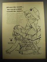 1957 Red Cross Ad - All over the world.. the cry of a child sounds the same - £14.69 GBP